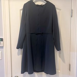 Ted Baker Navy Bow Skater Dress with Rose Gold Zipper size 4 (10-12)